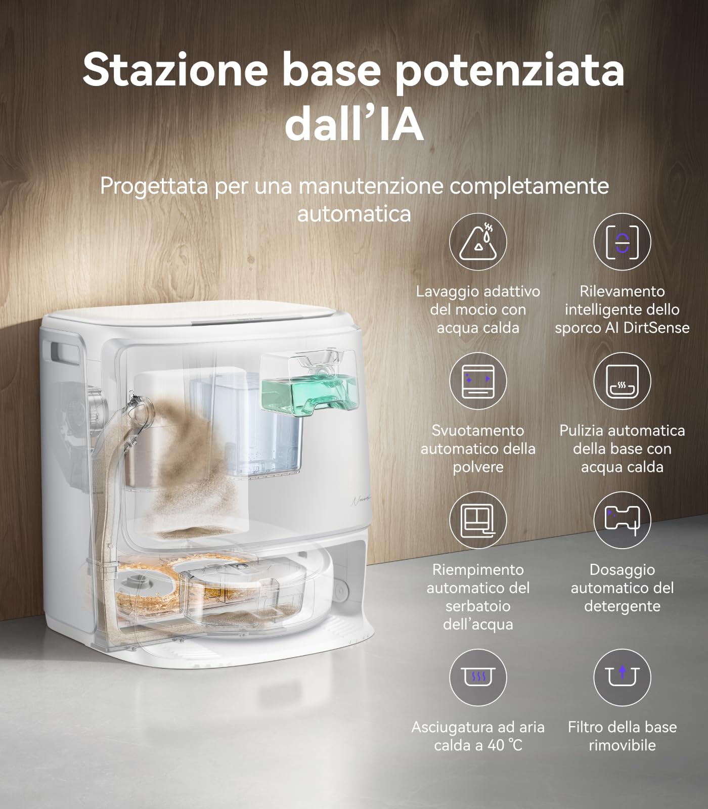 NARWAL Freo Z10 Pro Robot Aspirapolvere Lavapavimenti, 18500Pa, CarpetFocus2.0, DualFlow2.0 Anti-groviglio di Peli, Mop Estensibile, Navigazione Radar LDS, Acqua Calda a 75℃, Autopulizia e Asciugatura