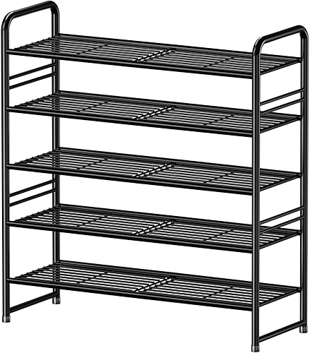 Miniatura 8 de Zapatero de 3 niveles, 32.5 pulgadas de ancho, apilable, resistente, estante organizador de almacenamiento de zapatos con altura ajustable para