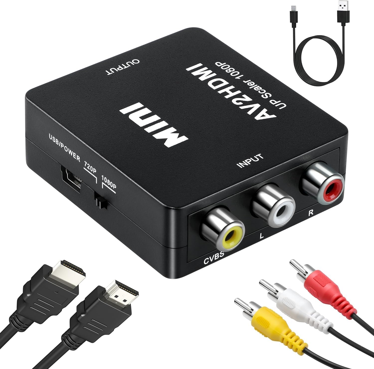 Adaptateur AV vers HDI, Convertisseur AV vers HDI, entrée RCA Sortie Adaptateur AV vers HDI, Convertisseur AV vers HDI, entrée RCA Sortie