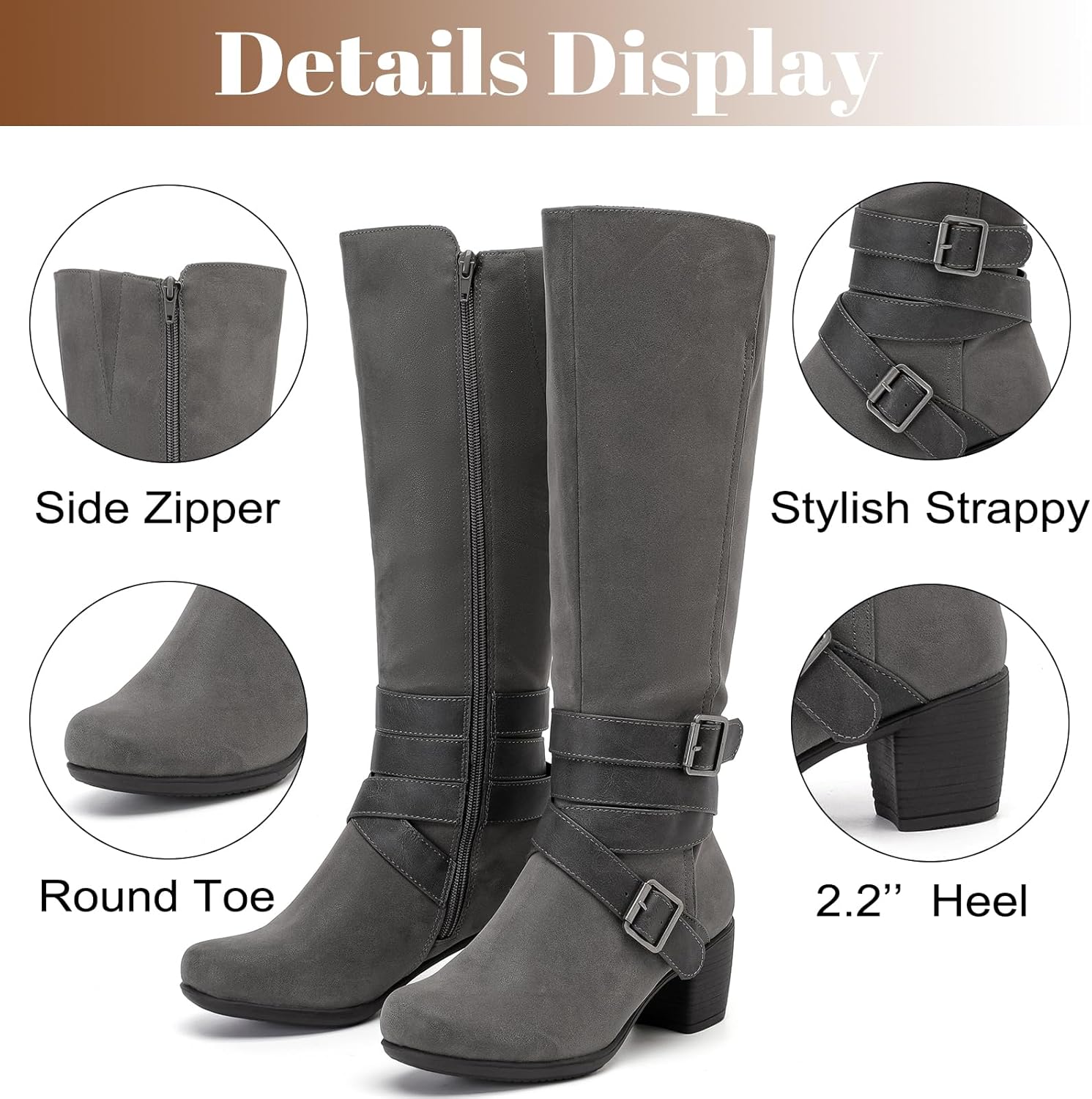 Knee High Boots for Women Chunky Heel Casual Comfort Pointed Toe Boot Womens Fashion Fall Winter Knee-High Boots. - Image 4