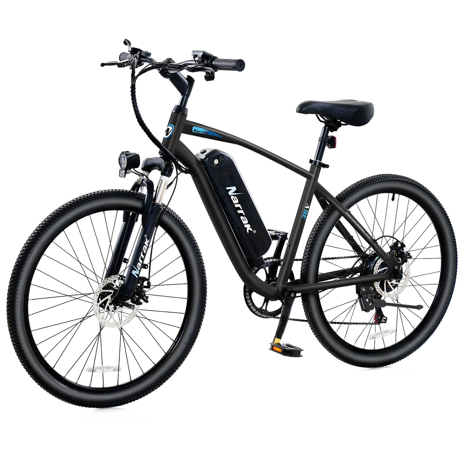 NARRAK Electric Mountain Bike for Adults 26" Step-Over/Thru Commuter Ebike for Men Women, 540W/1100W Peak Motor, 374Wh/500Wh Removable Battery,7-Speed
