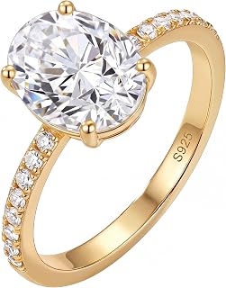 14K Gold Plated Oval Engagement Ring 925 Sterling Silver Women Jewelry Gift