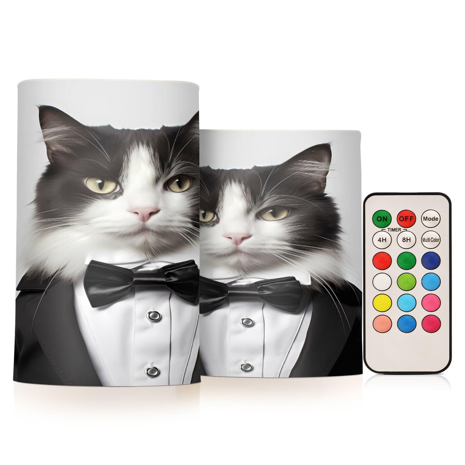 ALAZA Cat (39) Flickering Flameless Candles Battery Operated with Remote Timer,Tea Light Candles LED Pillar Votive Candles Set of 2 for Outdoor Indoor Decorations