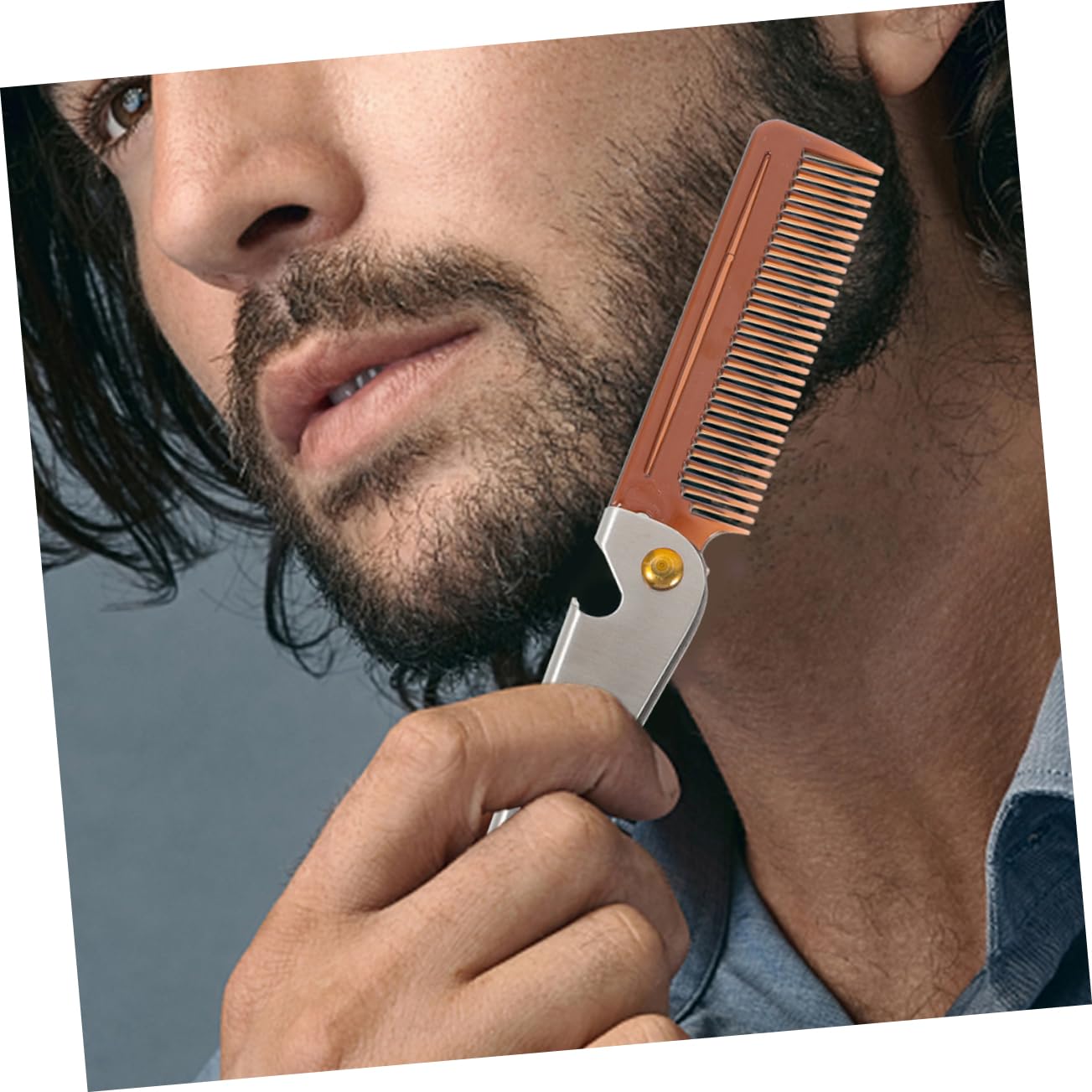 2pcs Men's Beard Comb Folding Hair Comb Bottle Opener Compact Styling Tool for Beard and Mustache Grooming