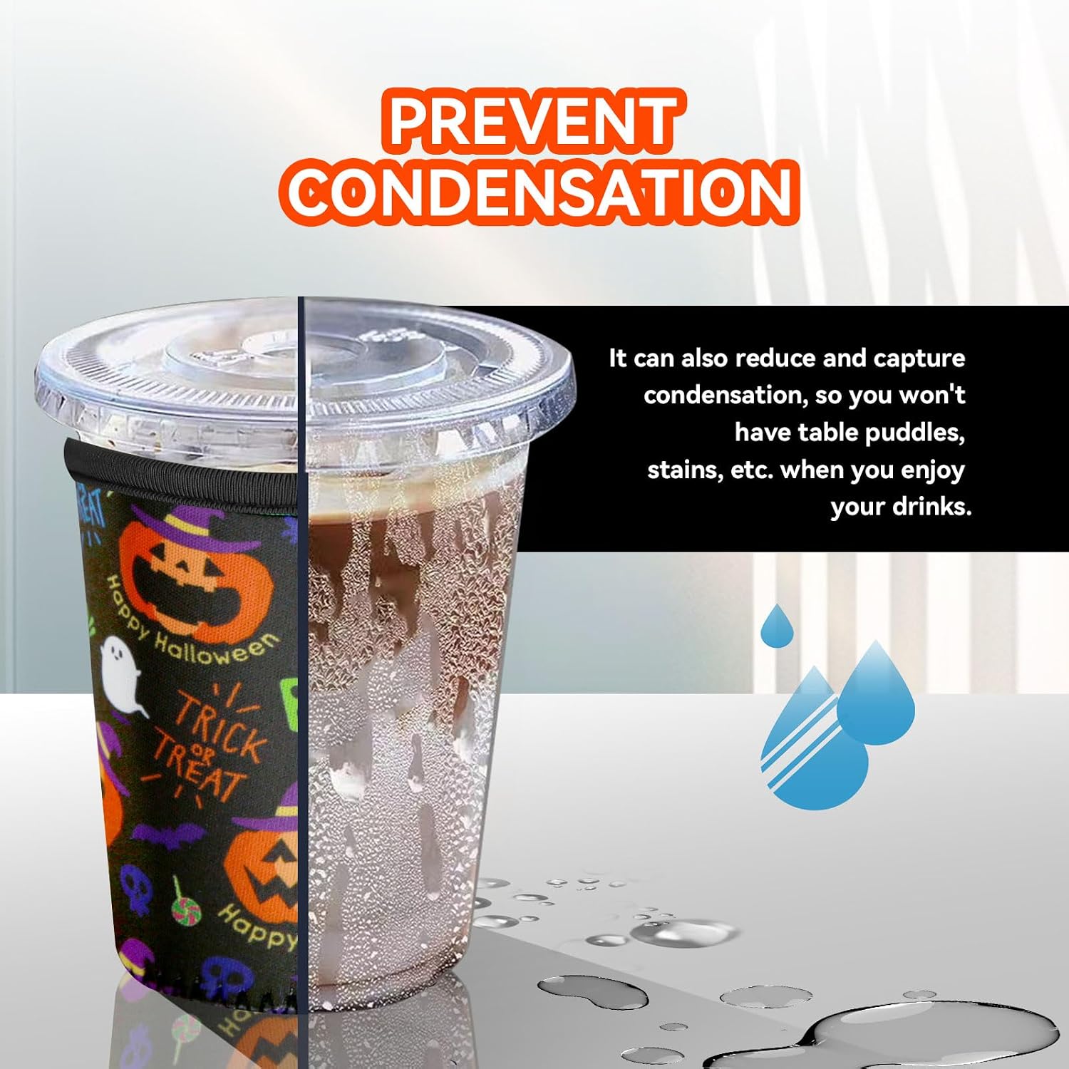 Holiday Reusable Sleeve Iced Coffee Cups, 3 Pack Cold Soda Insulated Neoprene Cup Sleeve for Iced/Hot Drinks,Halloween Christmas Coffee Sleeve Compatible with Starbucks, Dunkin Coffee image 3