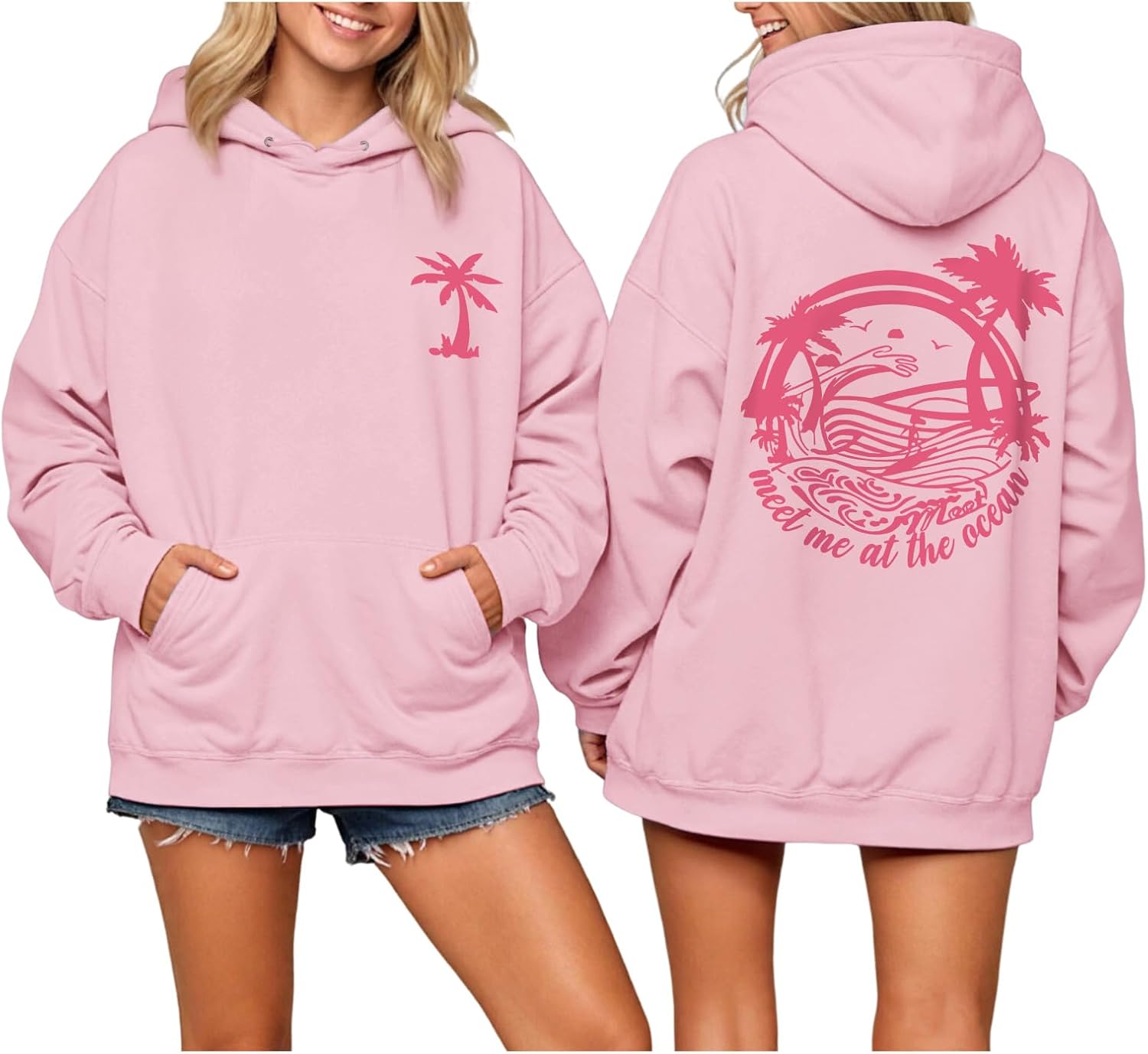 Cute Palm Hoodies For Teen Girls Oversized Graphic Sweatshirt Baggy Aesthetic Hoodie Y2k Trendy Preppy Clothes Women