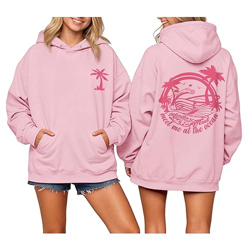 Cute Palm Hoodies For Teen Girls Oversized Graphic Sweatshirt Baggy