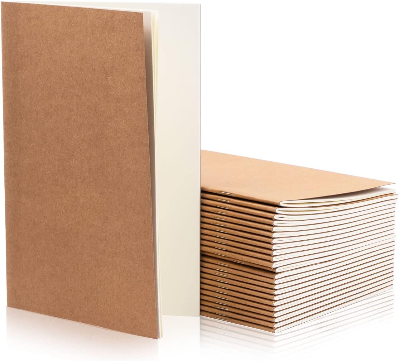24 Pack A5 Kraft Notebook Bulk, Brown Blank Paper Notebooks Unlined