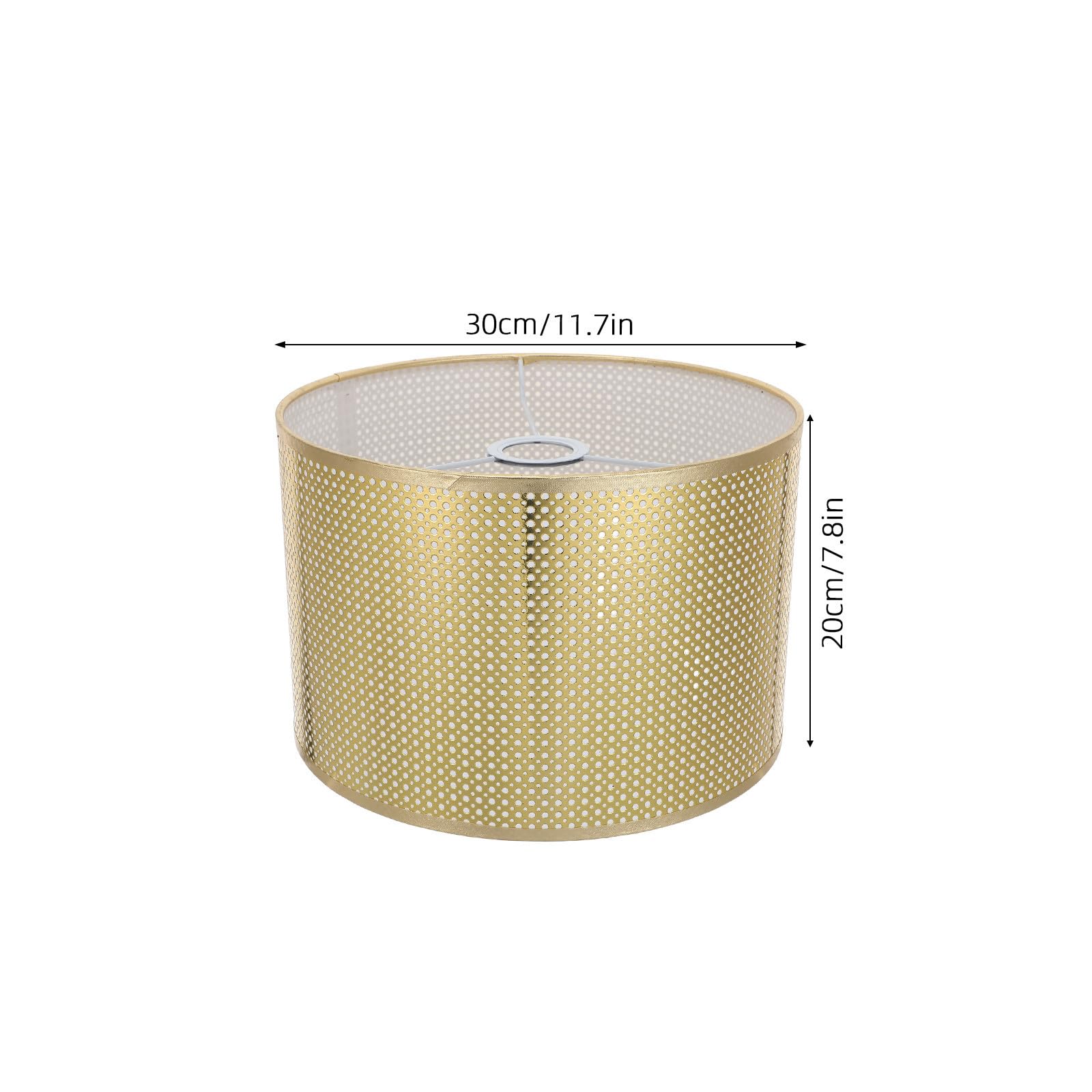 PLAFOPE Paralume Oro Attacco E27, Forma a Tamburo, Diffusore di Luce Morbida per Lampada da Tavolo e Lampada da Terra, Design Classico Artistico per Ambiente Domestico