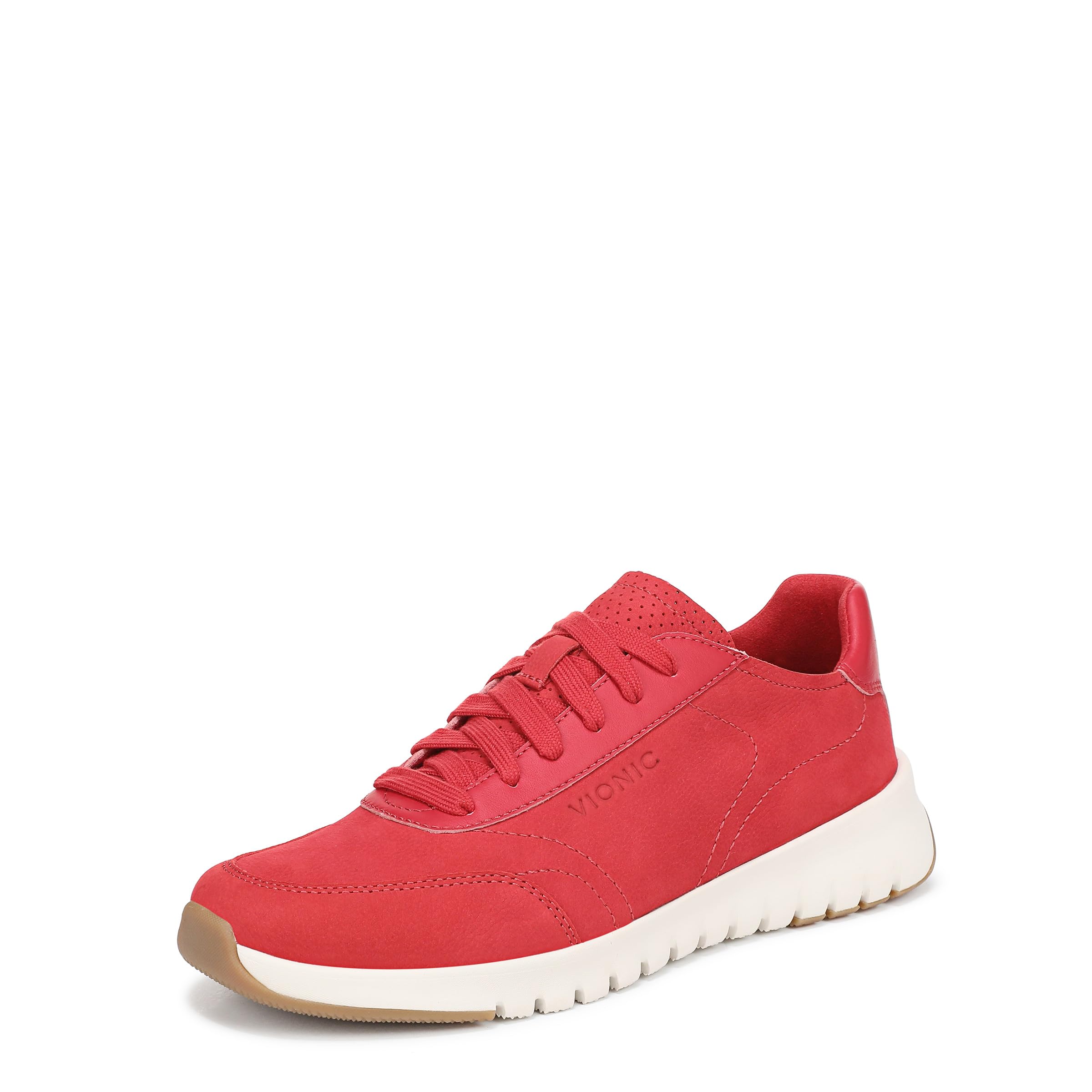 Vionic Women's Uptown Sneaker Lace-Up Trainers, Red Suede Leather, Medium Fit, UK 6.5