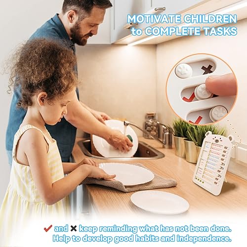 Miniatura 9 de TIDYLAND - Tabla de tareas de lista de verificación de mis tareas (2 unidades) - Agenda diaria y semanal para adultos, tabla de tareas para niños,