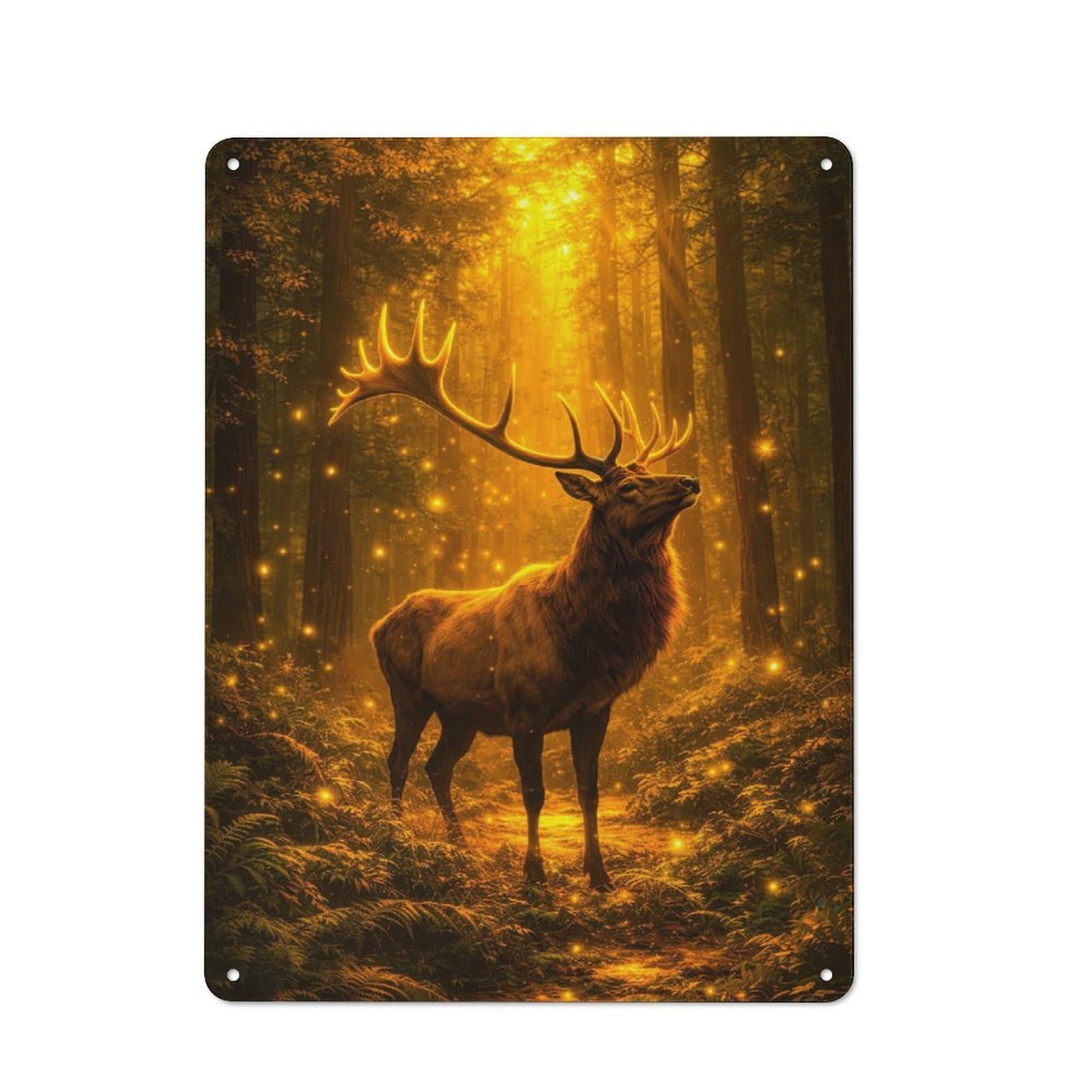 Majestic Elk in A Magical Forest Decorative Tin Sign 40x30cm, Old Fashioned Vintage Wall Decor for Lounge, Study, Pub Or Wall Gallery