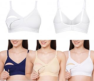 VParents Women's Cotton Multicolor Size 34 Full Cup Non Padded Feeding Bra/Nursing Bra/Maternity Bra with Extenders Combo