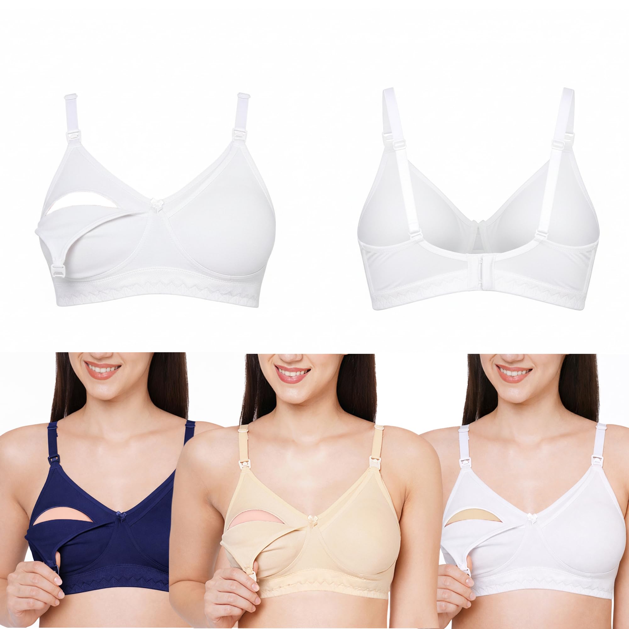 vparents Women's Cotton Multicolor Full Cup Non Padded Feeding Bra/Nursing Bra/Maternity Bra Combo Size 34 - Pack of 3-picture-27