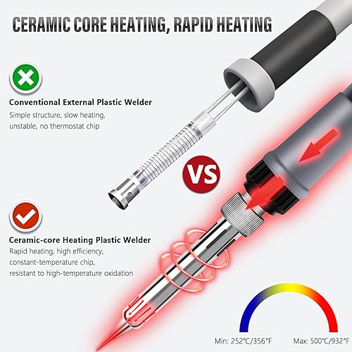 Miniatura 4 de Soldador de Plástico LED Digital de Temperatura Ajustable con Función de Memoria, Kit de Soldadura de Plástico Constante PTC, Kit de Soldador de