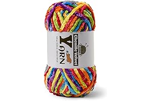 Plush Chenille Chunky Yarn for Crocheting and Knitting (Rainbow)