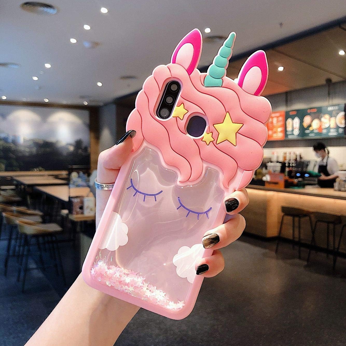 Quicksand Unicorn Galaxy A20 Case,Galaxy A30 Case,Awin 3D Cute Kids Girls Women Unicorn Dynamic Liquid Bling Glitter Soft Silicone Rubber Case for Samsung Galaxy A20 A30