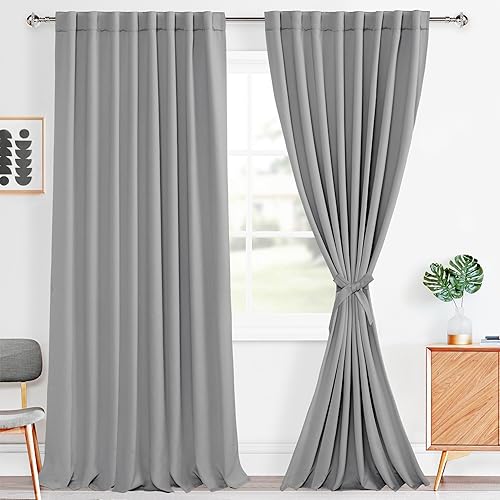 Miniatura 111 de Hiasan Cortinas opacas blancas extra anchas para dormitorio, cortinas opacas térmicas extra anchas de 72 pulgadas de largo, con pestaña trasera,