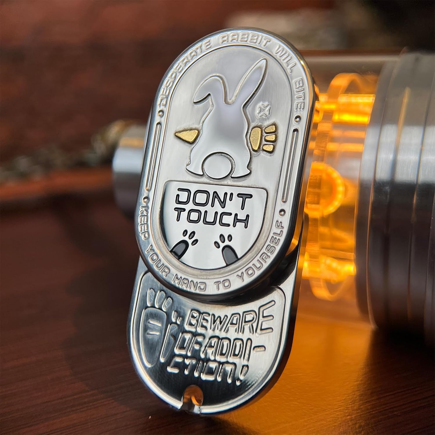 SKEDC Mix Rabbit Fidget Slider, Stainless Steel EDC Fidget Toys Adults, with Mechanical Ratchet Sound & Great Push Feeling, Best Gadget for Men (Silver 1.0)