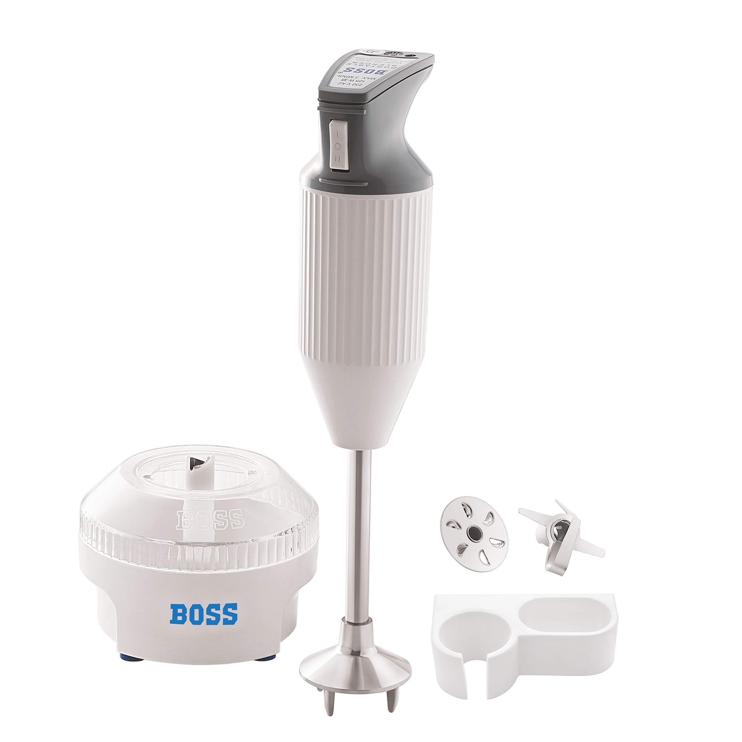 BOSS E112-S Portable Hand Blender 225 Watt | Chutney Jar | 2 Speed Control | 2 Years Warranty | ISI-Marked, Grey