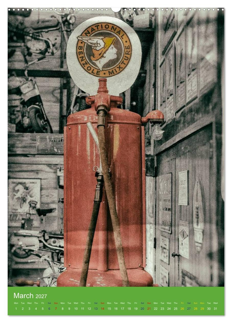 Fuel vintage pumps (Wall Calendar 2027 DIN A2 portrait), CALVENDO 12 Month Wall Calendar: Photographs of old fashioned petrol pumps