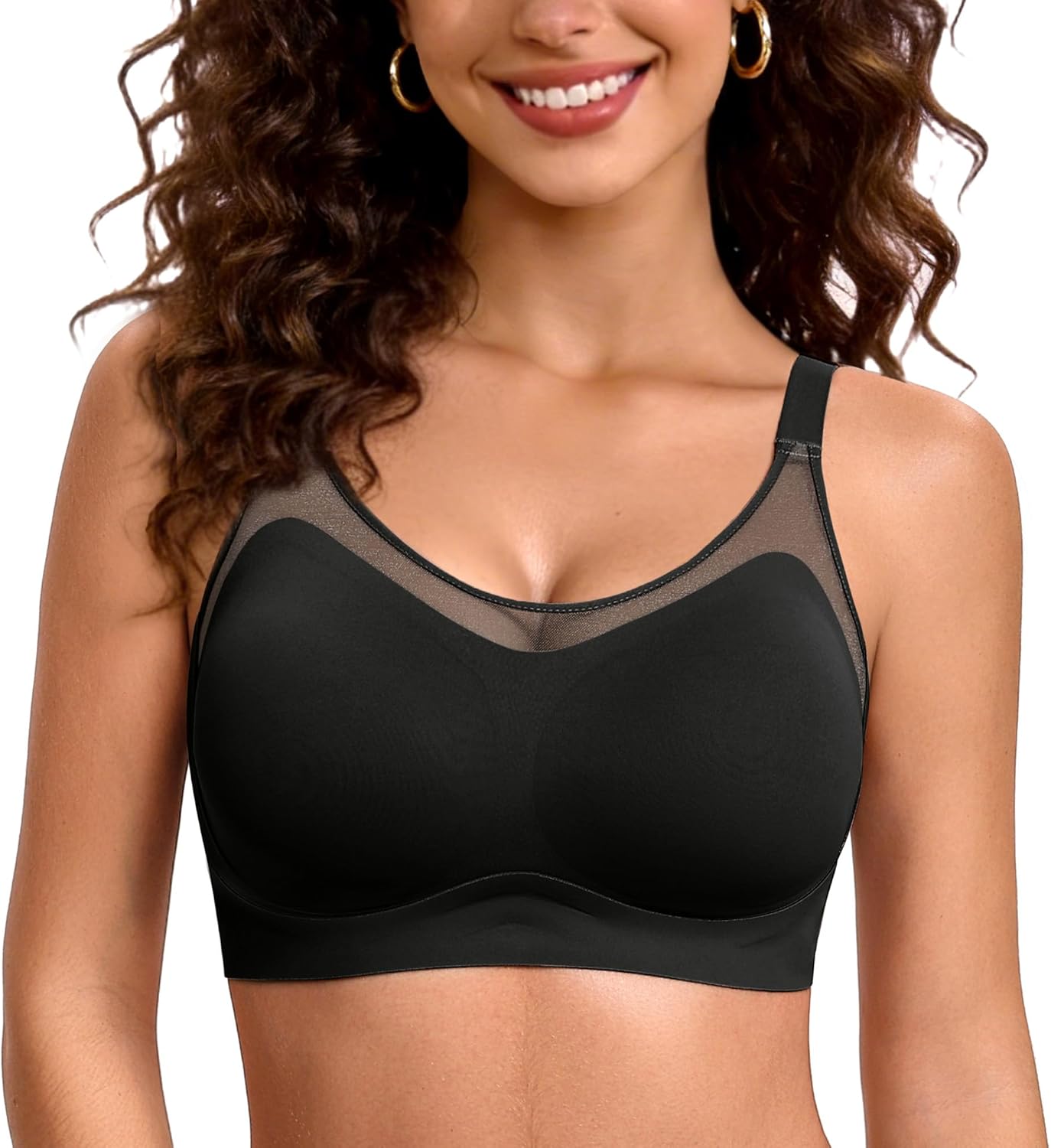 Avidlove Womens Wireless Jelly Bras No Underwire Seamless Push Up T Shirt Bra Mesh Full Coverage Everyday Bralettes