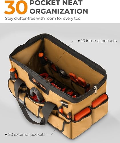 Miniatura 4 de Bolsa de herramientas resistente de 14 pulgadas, 42 bolsillos portátil vacía caja de herramientas organizadora, organización de caja de herramientas