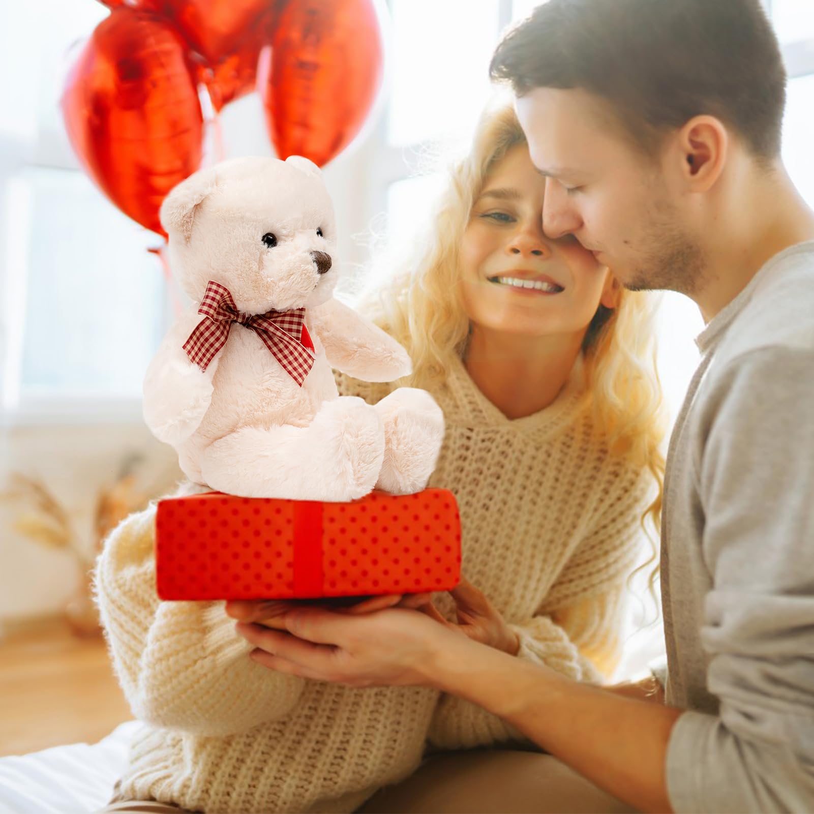 Adorlynetty 11” Small Teddy Bear with Heart Cute White Teddy Bear Stuffed Animals for Valentines Day Soft Stuffed Bear Plush Bear Plushie - Image 3