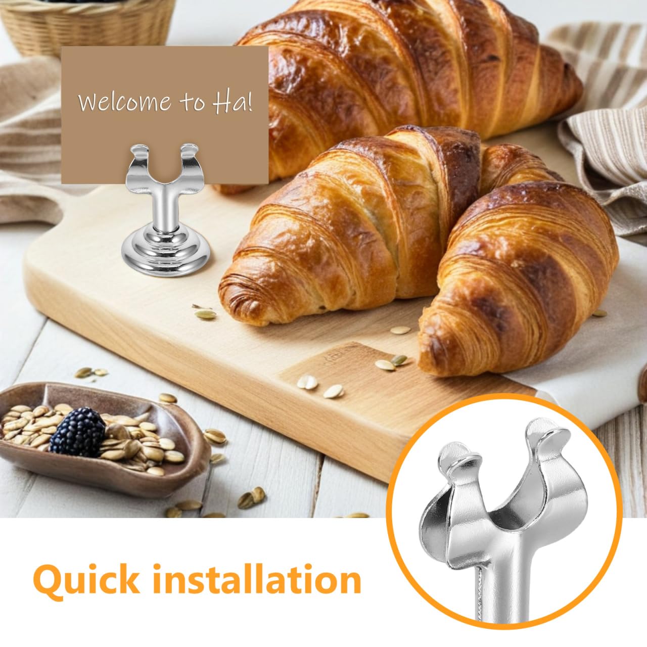 Didiseaon Pince Porte-Étiquette Alimentaire Métal Lot de 10 Clips Inox Forme U Petite Base Argentée pour Présentoirs à Étiquettes de Produits et Vitrines de Magasin