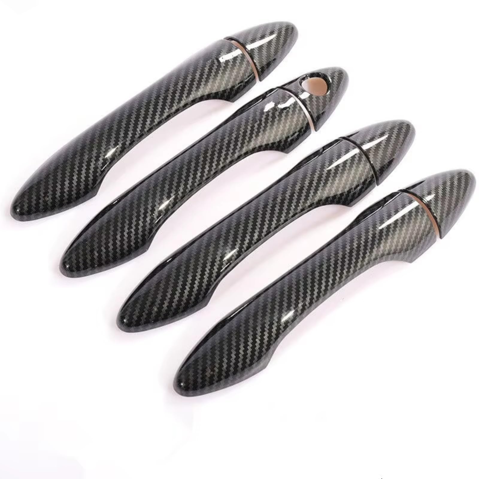 for Hyundai IX35 for Tucson 2009-2014 Carbon Fiber Chrome Car Door Handle Cover Trim Sticker Accessories Car Exterior Door Handle(Carbon Fiber)