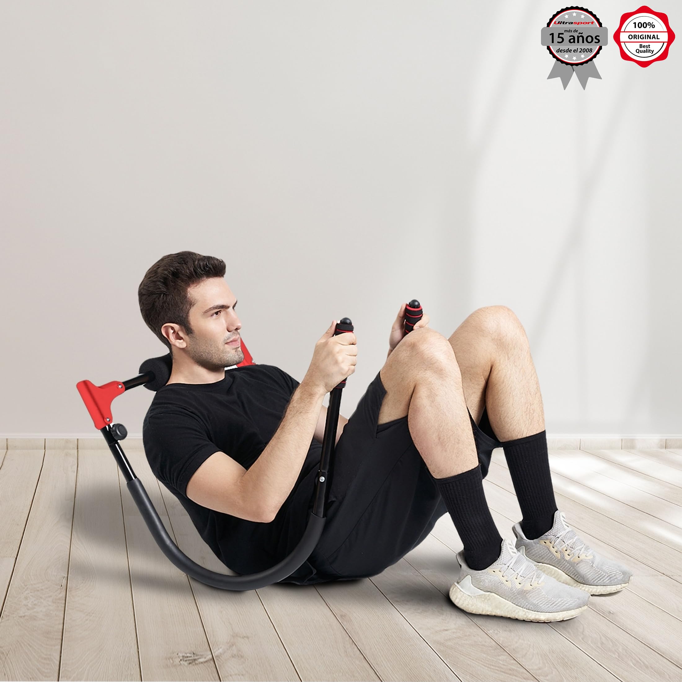 Ultrasport foldable AB trainer and 3-in-1 abdominal trainer for crunches, push-ups and deep squats, can be trained intensively at home and is space-saving after training