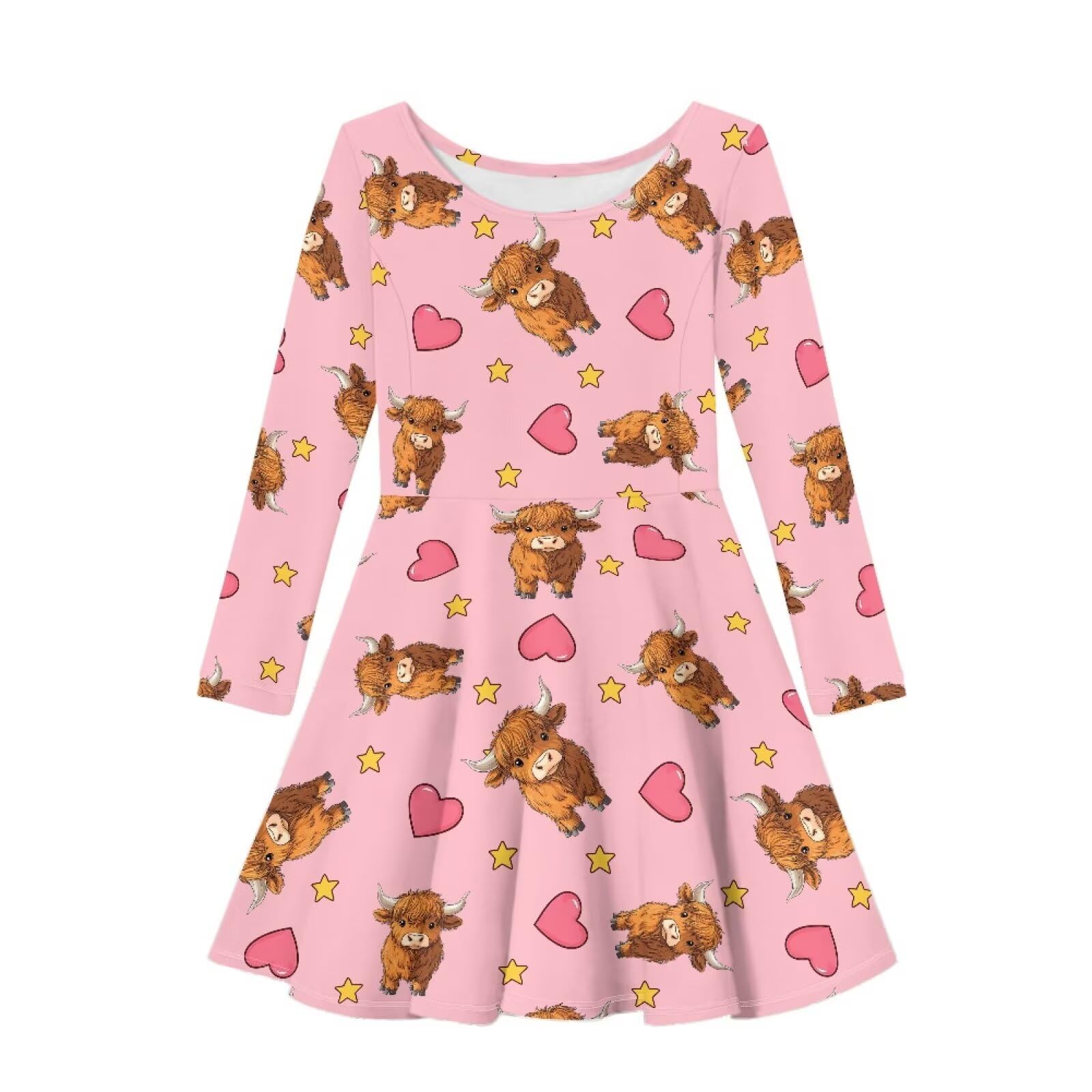 Guosanchn Girls Dress Little Kid Casual Dresses Long Sleeve Swing Dresses 3-14T