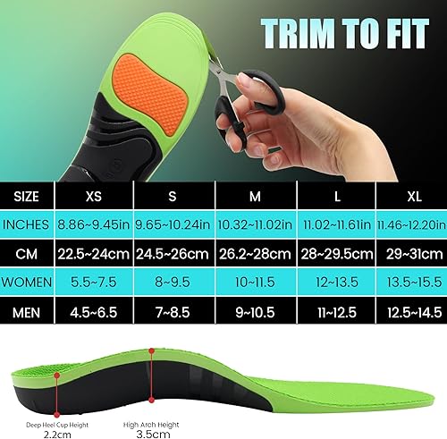 Miniatura 6 de Plantillas para fascitis plantar, plantillas de soporte de arco alto, alivio del dolor, pies planos, insertos ortopédicos, plantillas de soporte