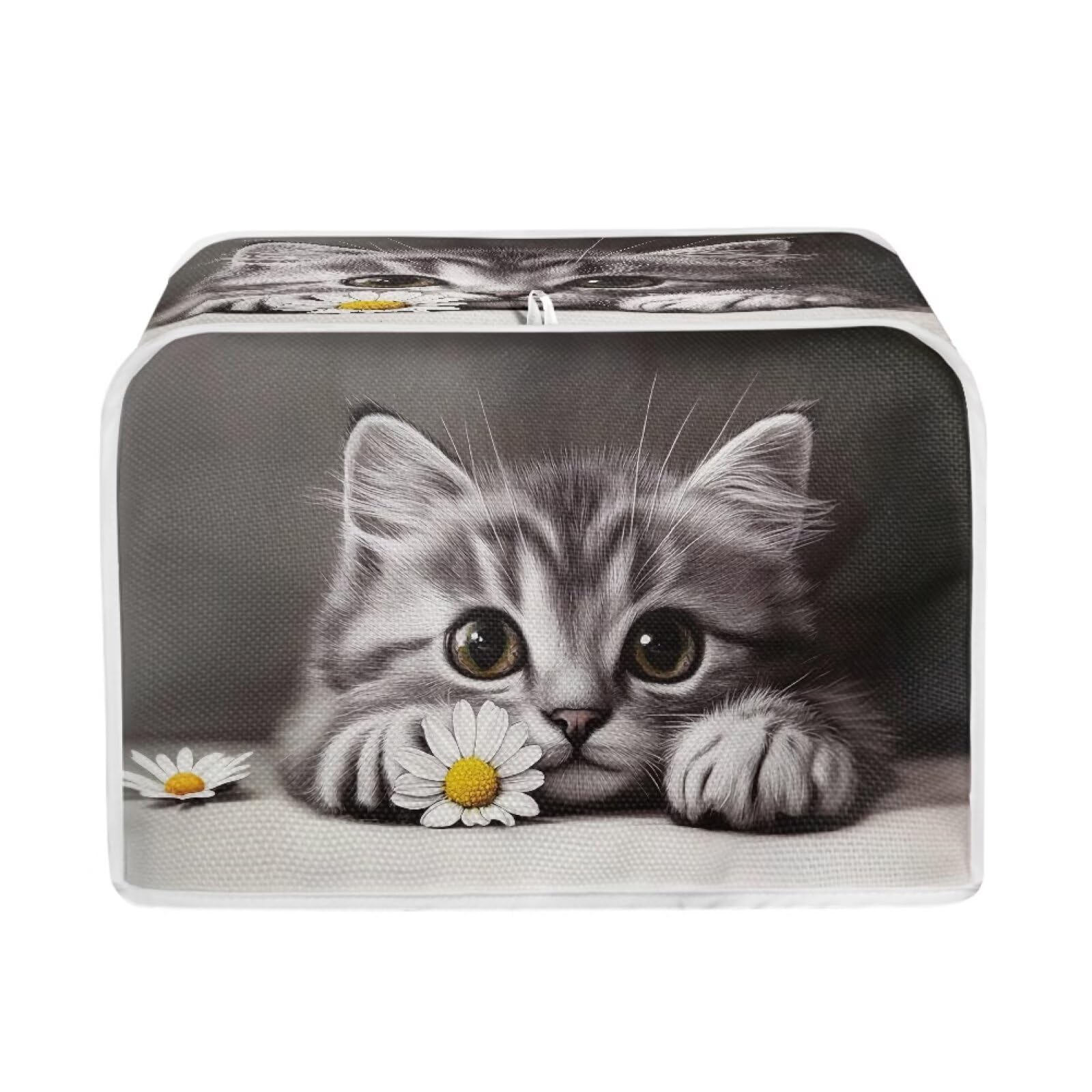 Cat Daisy Toaster Covers 2 Slice Anti-Fingerpring Bread Maker Washable Durable Kitchen Accessories Bakeware Protector Kitchen Accessories Decor Waterproof