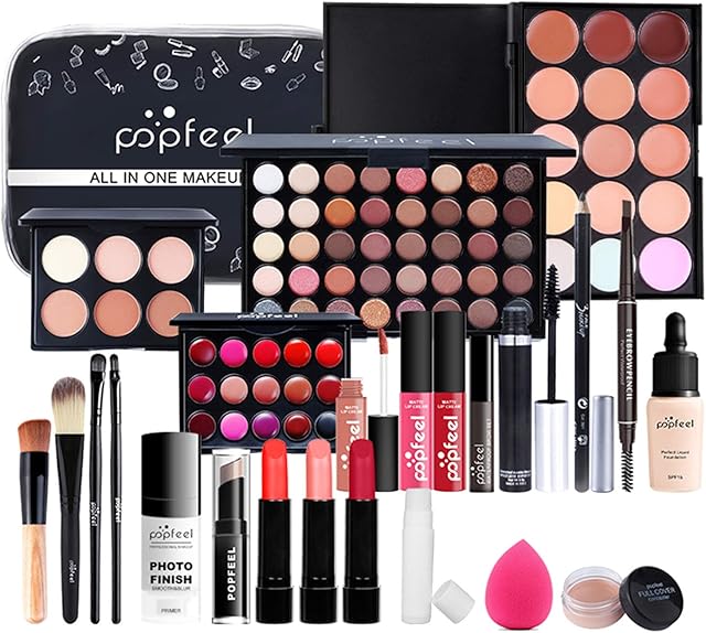 FantasyDay All-in-one Makeup Set Gift Surprise | Full Makeup Kit for Women Cosmetic Essential Starter Bundle Include Eyeshadow Palette Lipstick Blush Foundation Concealer Face Powder Lipgloss Brush