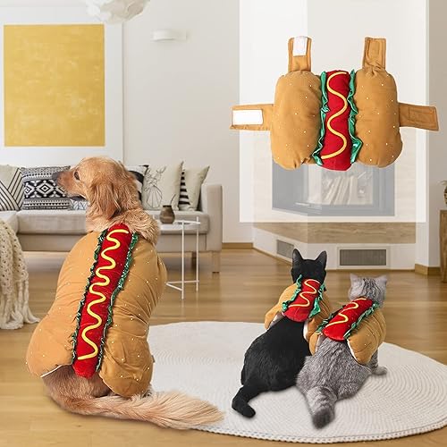 Miniatura 2 de Disfraz de perros y cachorros, ropa de cosplay, disfraz de hamburguesa para fiesta de Halloween para decoración de mascotas, ropa de hamburguesa,