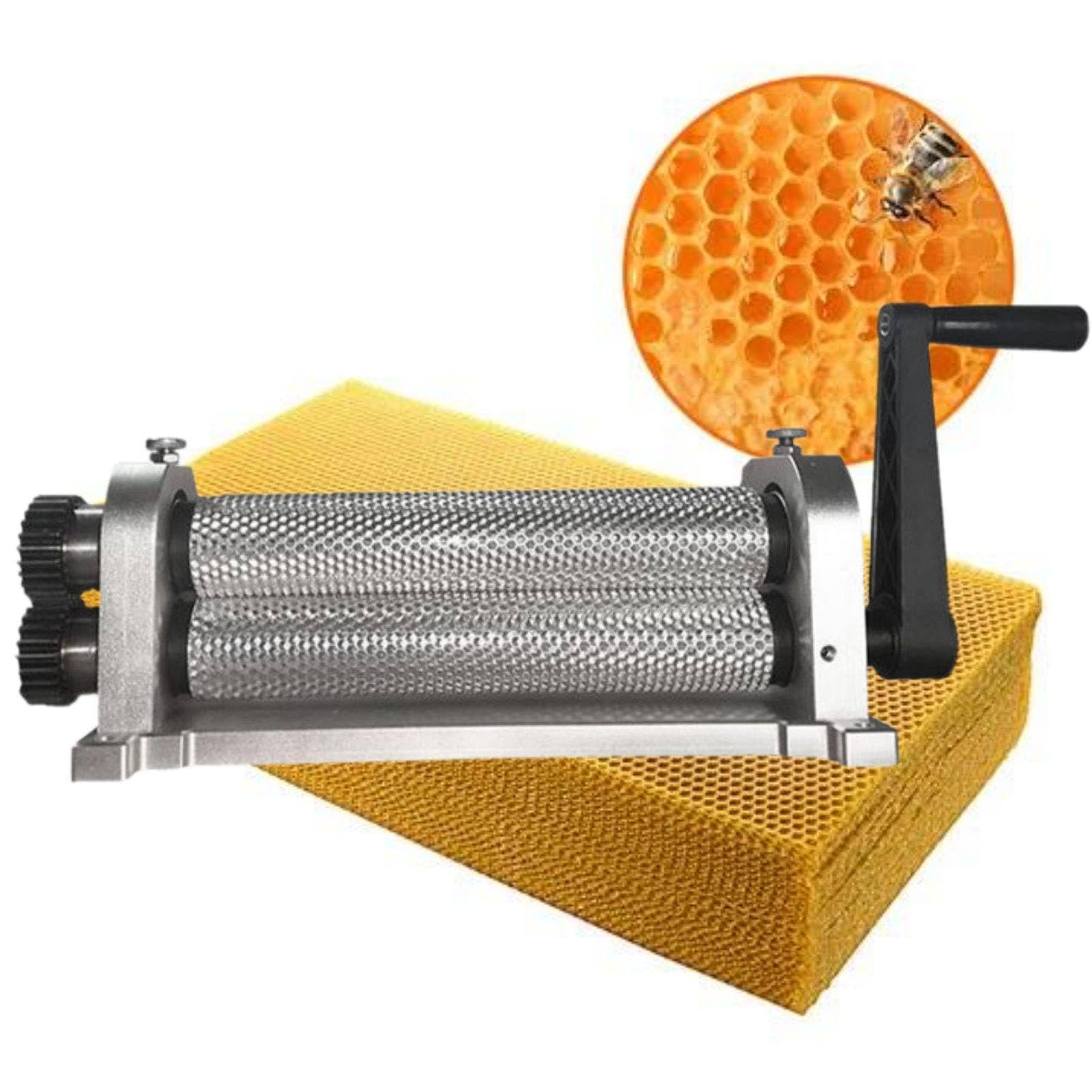 MhWrughts Manual Beeswax Comb Foundation Machine Bee Wax Roller Press 50 x 280mm Clear Texture Uniform Thickness for Apiary Equipment 5.4㎜