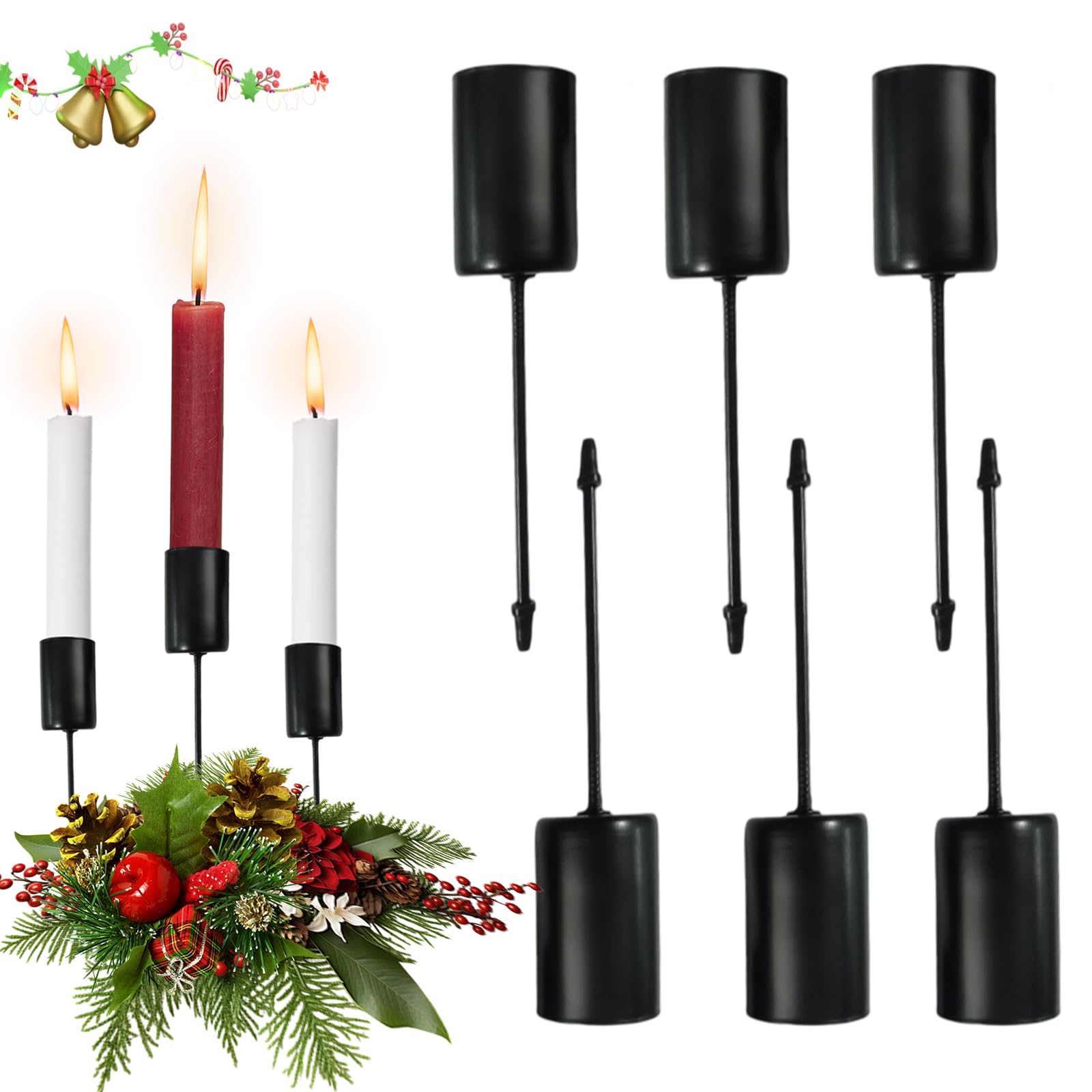 Adventskranz Kerzenhalter, Retro Stabkerzenhalter, Kerzenhalter für Stabkerzen,als Deco für Weihnachten & Wohnung,Saisonale & Nordische Dekoration Zum Basteln gut geeignet,Atmosphärendekoration