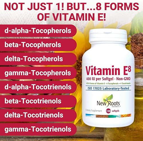 Miniatura 4 de Suplemento de vitamina E de 400 UI cápsulas orgánicas  Los 8 tipos de vitamina E de origen natural para la visión y el apoyo cerebral  4 tocoferoles