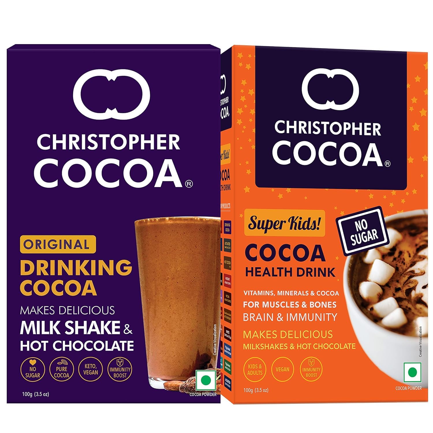 Christopher Cocoa, Chocolate Cocoa Powder - Dark, No Sugar (Combo 200g)