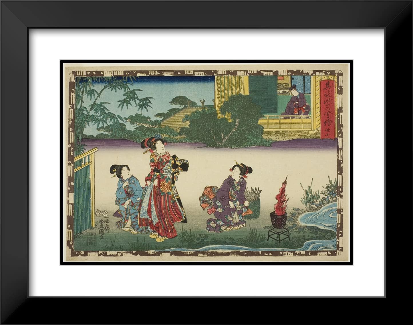 ArtDirect Utagawa Kunisada I (Toyokuni III) 24x19 Black Modern Framed and Double Matted Art Print Titled No. 37, from The Series That Purple Image in Magic Lantern Shows (Sono sugata yu