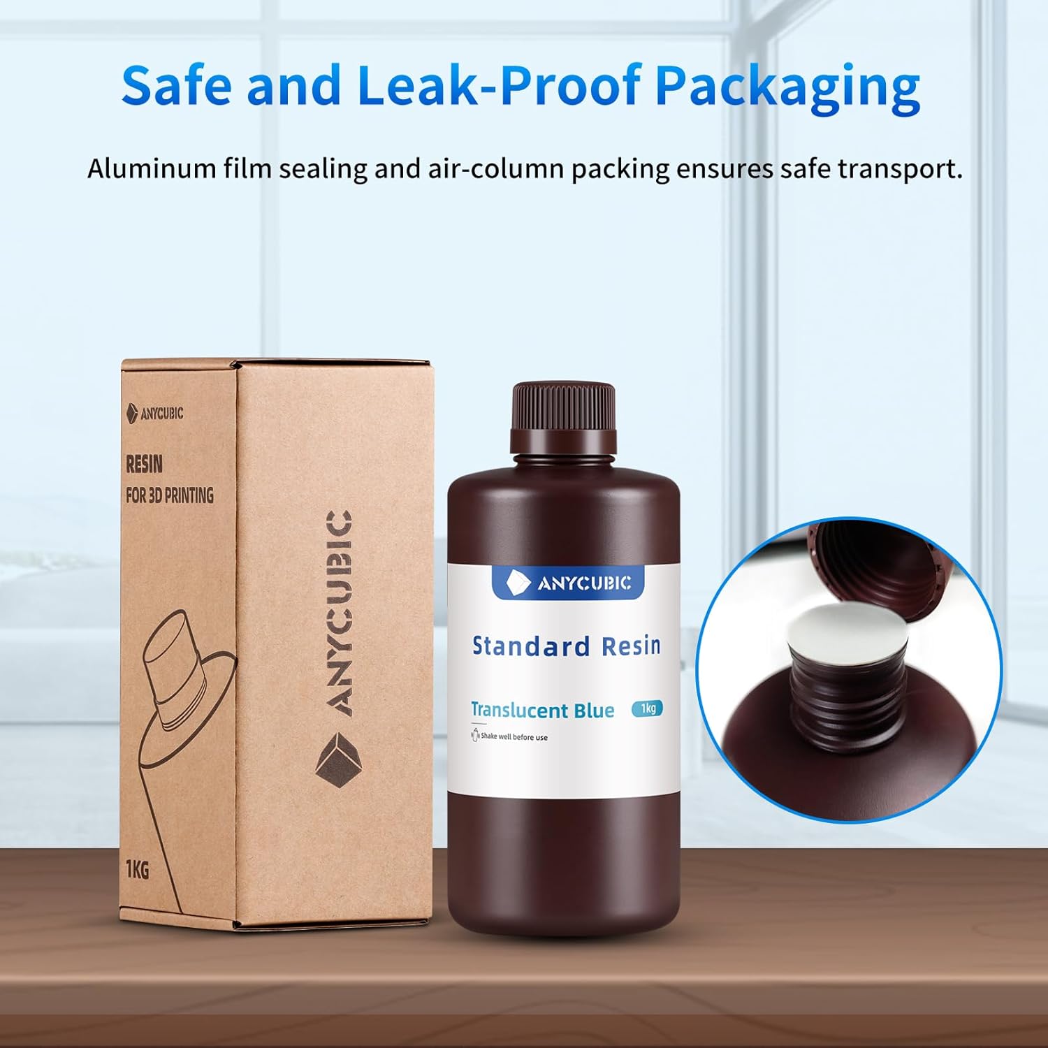 ANYCUBIC 3D Printer Resin, 405nm SLA UV-Curing Resin with High Precision and Quick Curing & Excellent Fluidity for LCD 3D Printing (Clear Blue, 1kg)