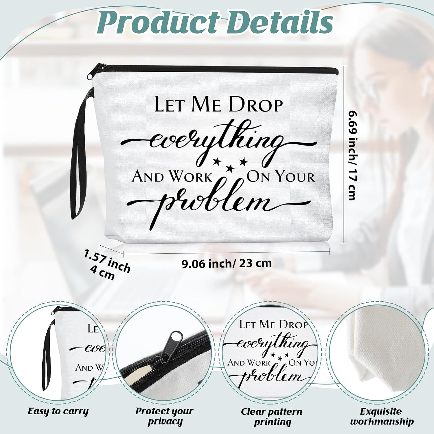 Inbagi 3 Pcs Secretary Gift for Women School Secretary Appreciation Gift Funny Makeup Bags Sarcasm Cosmetic Bag 11 oz You're Awesome Coffee Mug Secretary Keychain for Administrative Professionals image 3