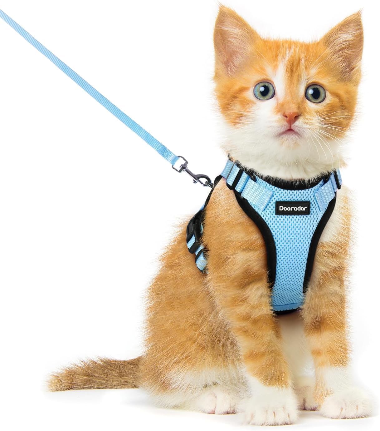 Dooradar Cat Harness and Leash Set, Escape Proof Safe Adjustable Kitten Vest Harnesses for Walking, Easy Control Soft Breathable Mesh Jacket with