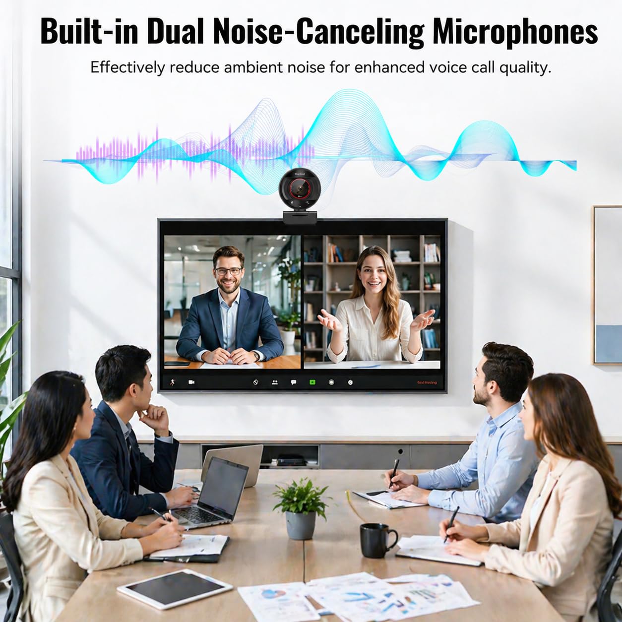 Webcam per PC 4K, messa a fuoco automatica PDAF, 1080p a 60fps, doppio microfono con cancellazione del rumore, zoom digitale 8X FOV 73°, copertura della privacy, telecamera Web plug&play per