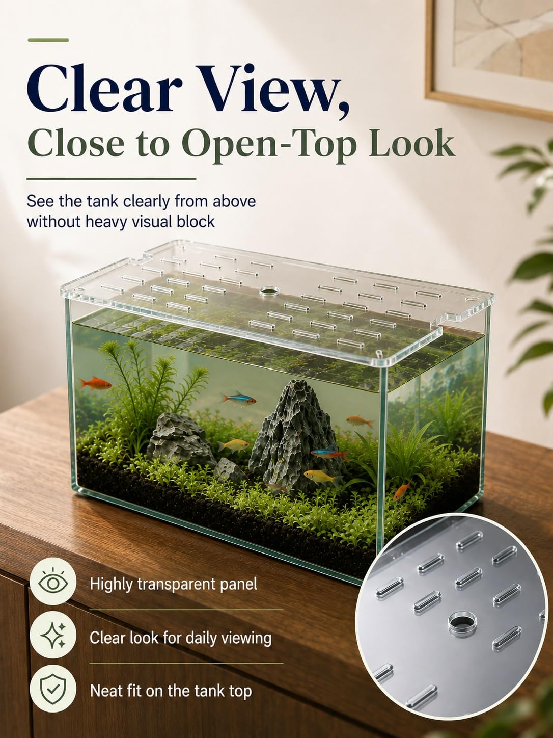 Genérico Tapa de Acuario acrílica Transparente 5 mm, Cubierta para Acuarios Abiertos(40x70cm)