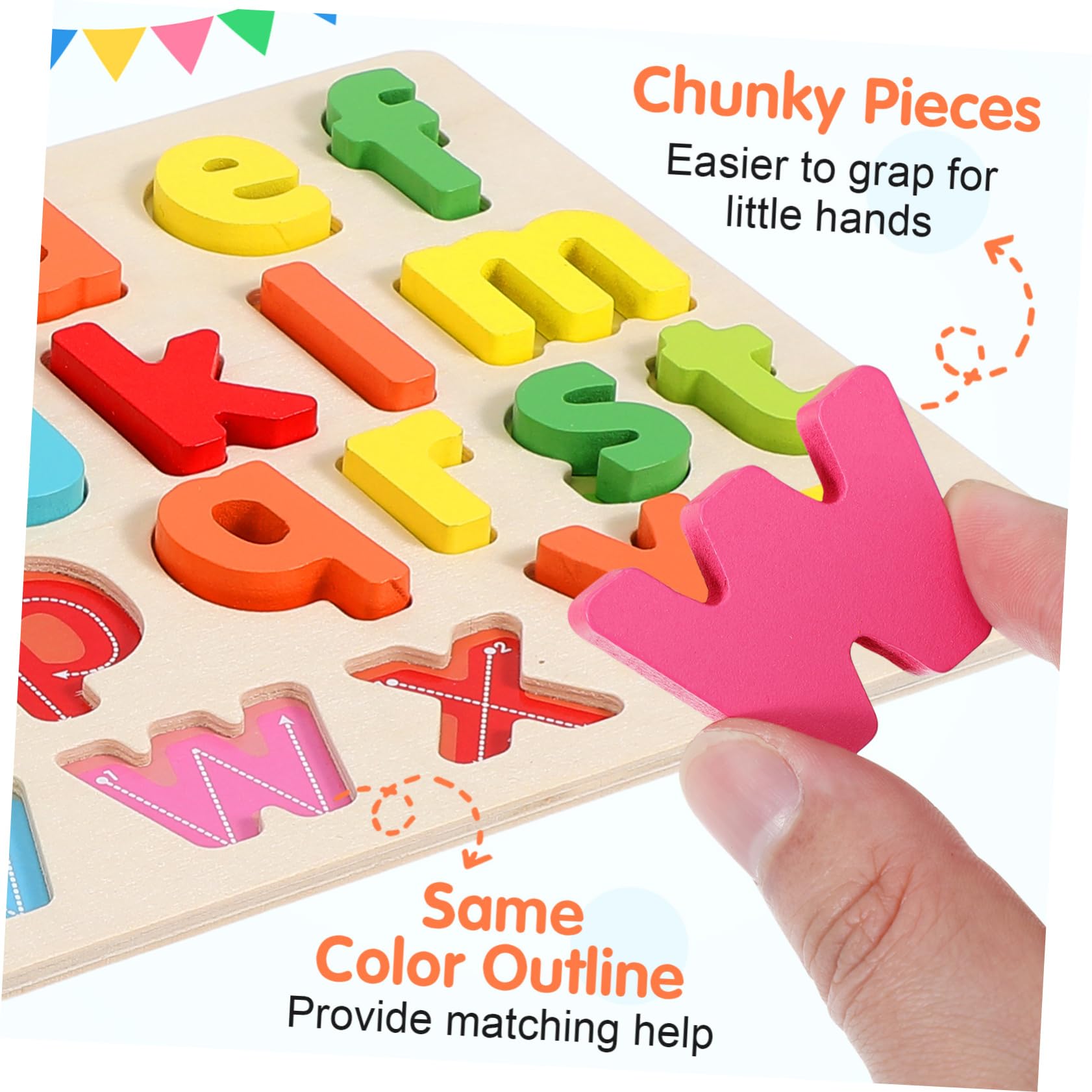 Toyvian Jeu de Puzzles Bois Alphabet Lettres Minuscules pour Garçon Fille Âge Préscolaire 3 Ans et Plus avec Lettres de A à Z Éducatif