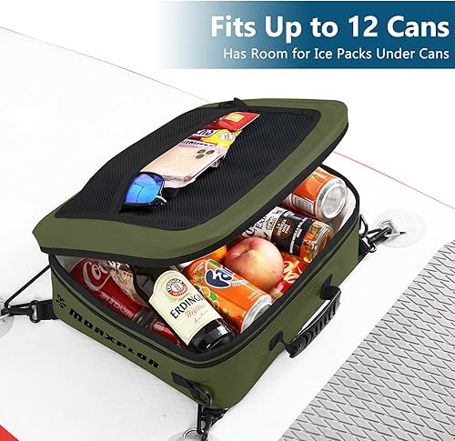 Miniatura 76 de Bolsa térmica impermeable de PVC para paddleboard, 12 latas, enfriador aislado suave para paddleboard, camping, kayak Azul oscuro