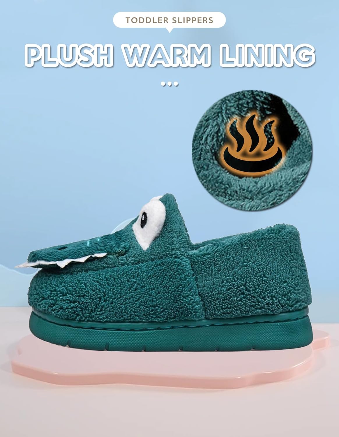 Kids Toddler Slippers Boys Girls Dinosaur Bunny House Shoes Non Slip Warm Soft Winter Fuzzy Indoor Slipper - Image 3