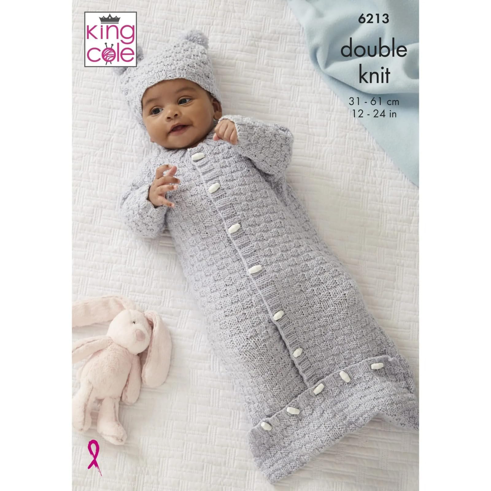 King Cole Baby Double Knit Knitting Pattern Sweater Jacket Sleeping Bag & Hat (6213), 12” – 24” 31cm – 61cm